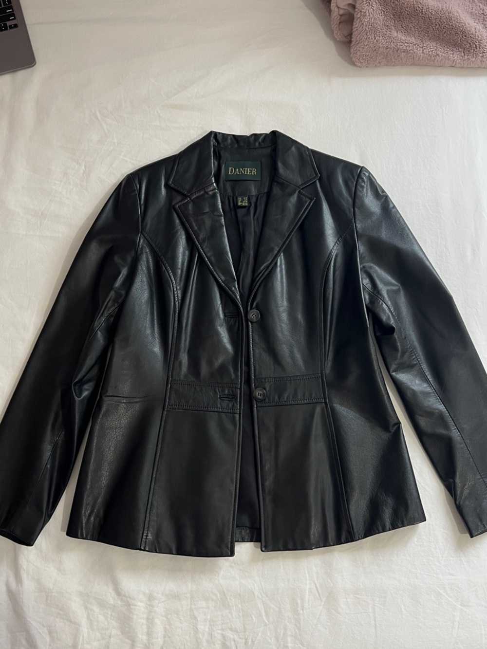Danier Black Leather Tailored Blazer Jacket
